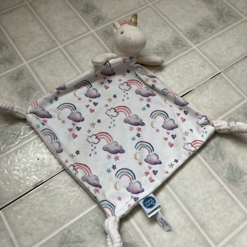 Mary Meyer Lovey‎ Rainbows Print Unicorn Knotted Ribbed Security Blanket